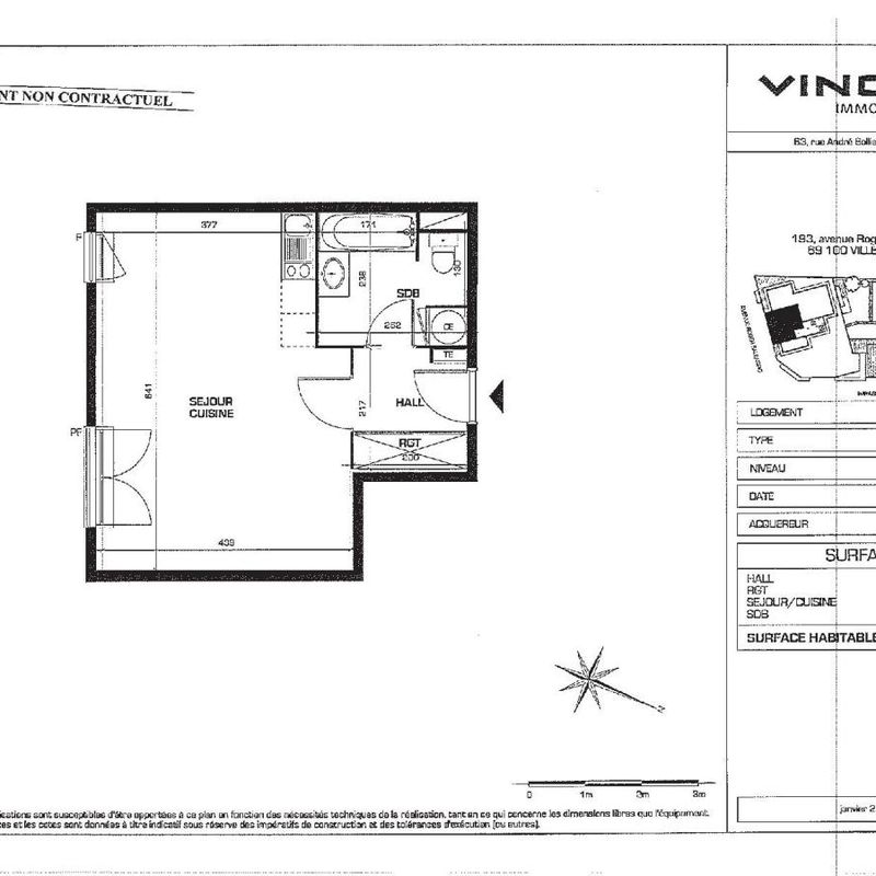 Location appartement  pièce VILLEURBANNE 36m² à 591.82€/mois - CDC Habitat