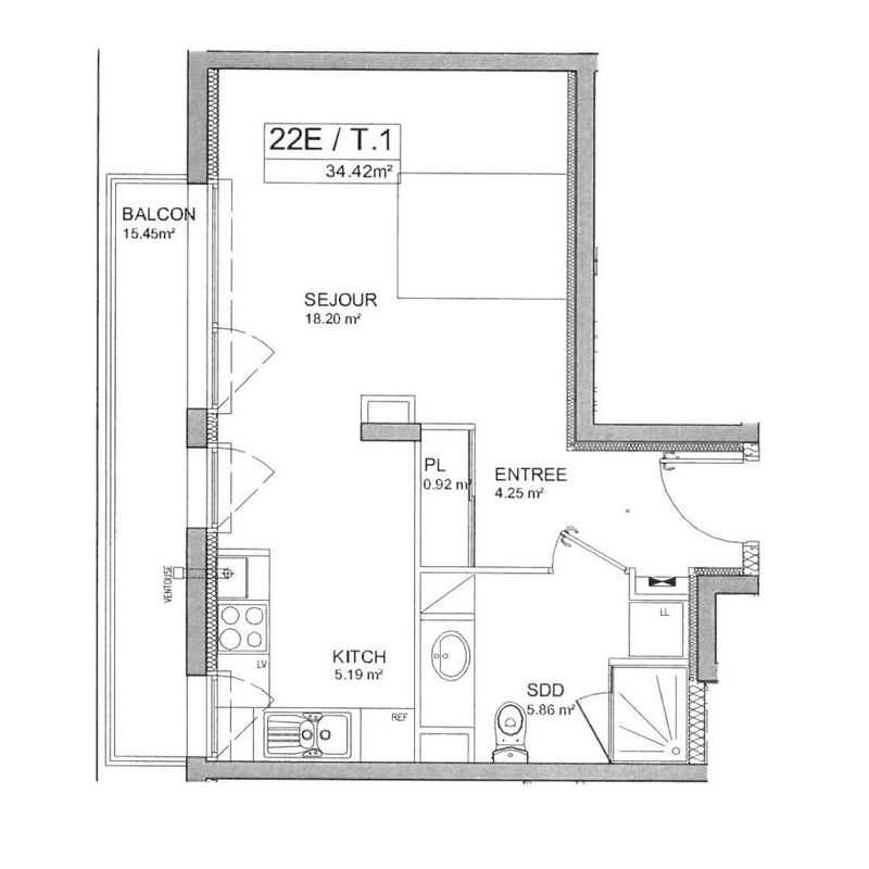 Appartement 1 pièce - 34m² - REIMS