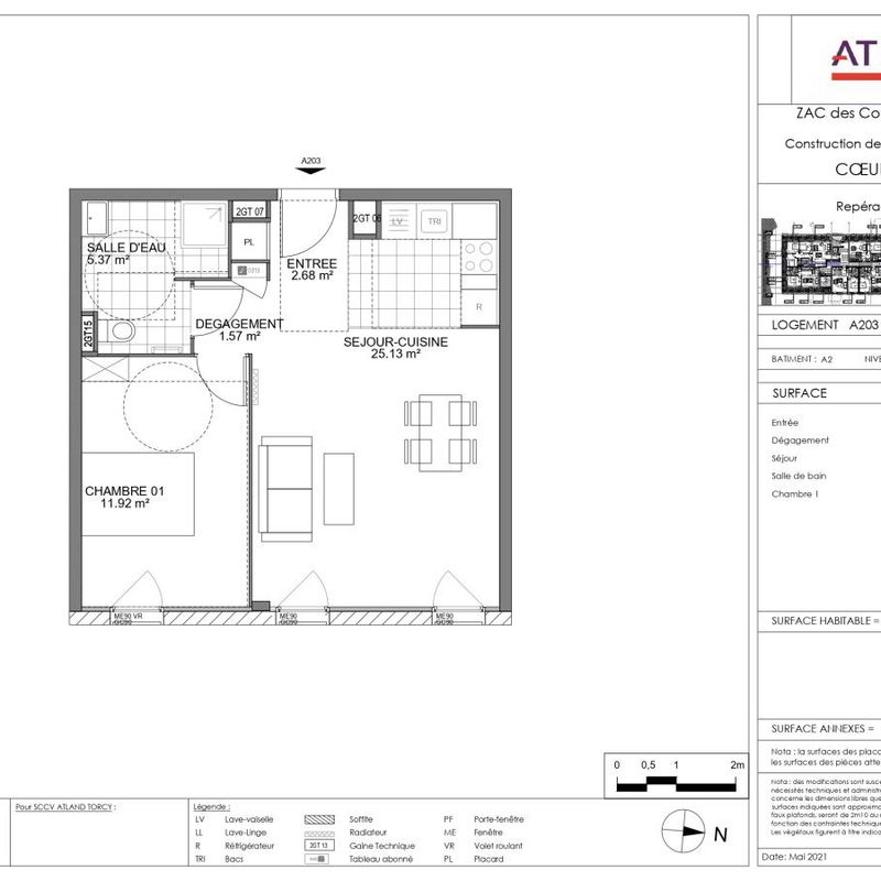 Location appartement  pièce TORCY 47m² à 869.93€/mois - CDC Habitat