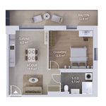 Miete 2 Schlafzimmer wohnung von 44 m² in Marly