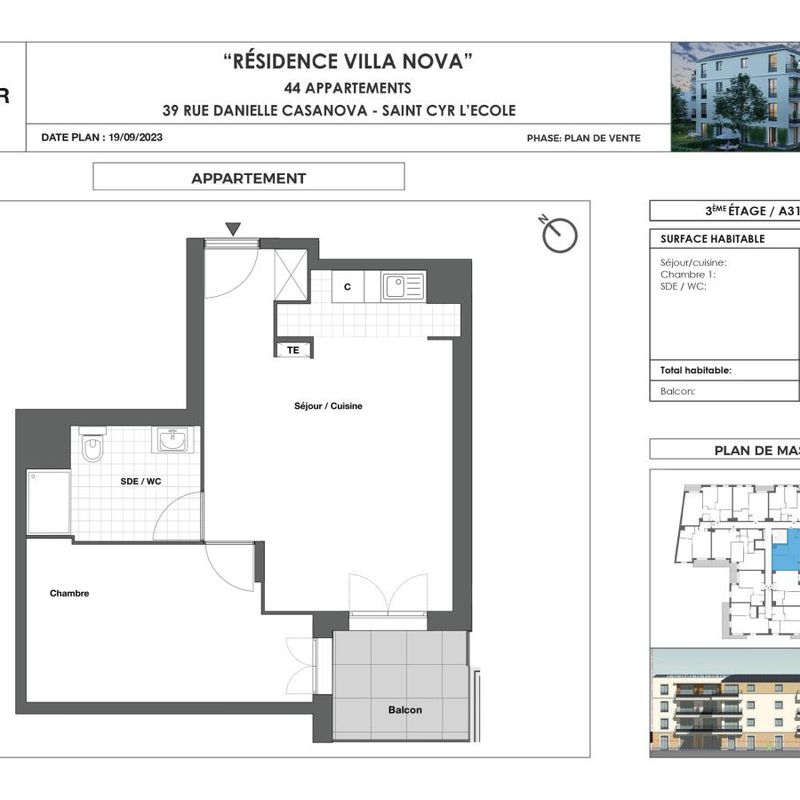 Location appartement  pièce ST CYR L ECOLE 45m² à 974.17€/mois - CDC Habitat Saint-Cyr-l'École