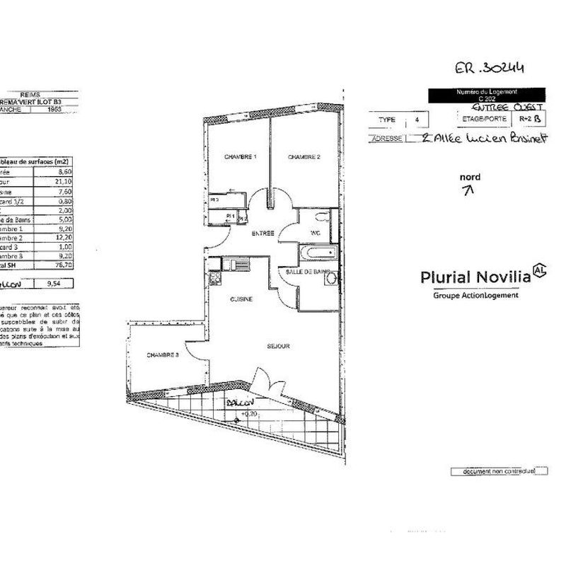 Location appartement à REIMS, 51100 avec 4 pièces , ER.30244 - Plurial Novilia Bétheny