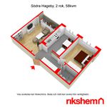 Rent 2 bedroom apartment of 58 m² in Hageby