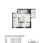 Vuokraa 3 makuuhuoneen asunto, 58 m² paikassa Vaasa