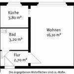 Miete 1 Schlafzimmer wohnung von 25 m² in Leipzig