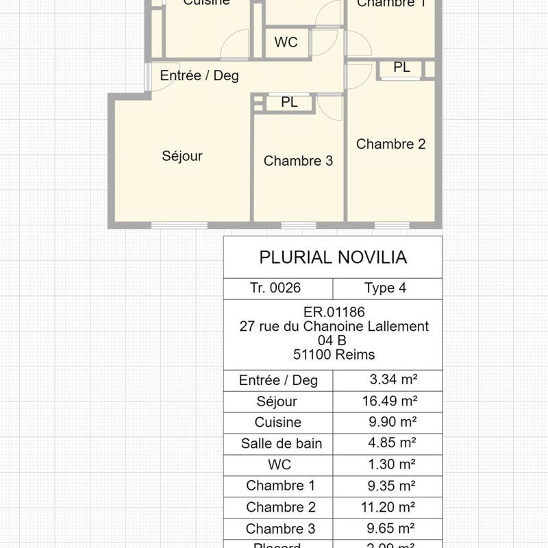 Location appartement à REIMS, 51100 avec 4 pièces , ER.01186 - Plurial Novilia Cormontreuil