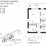 Vuokraa 3 makuuhuoneen asunto, 59 m² paikassa Espoo