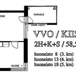 Vuokraa 2 makuuhuoneen asunto, 58 m² paikassa Kuopio