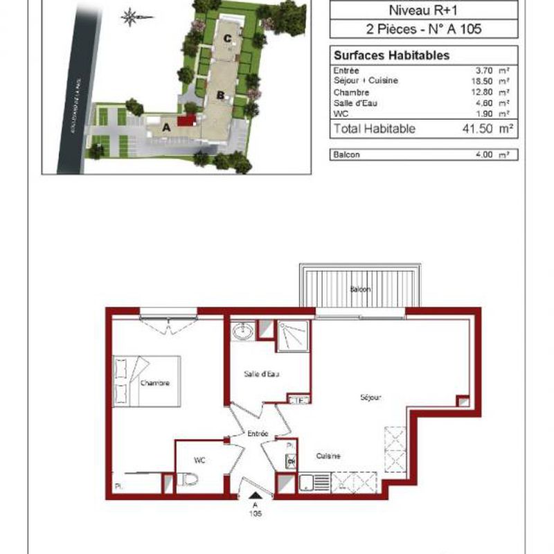Appartement 2 pièces - 41m² - PAU Bizanos