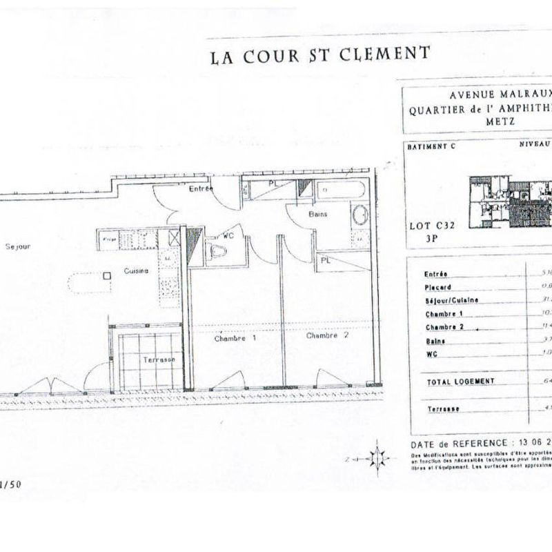 Appartement 3 pièces 64 m² avec 2 chambres, terrasse box en sous-sol à louer à METZ Proche GARE